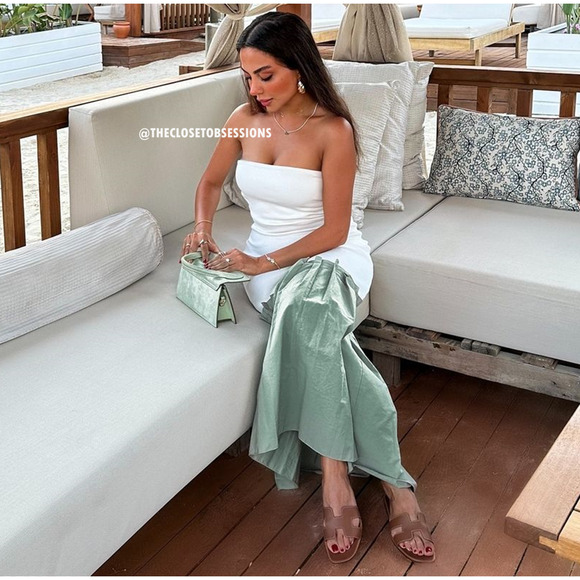 ZARA Strapless Pleated Midi Dress NWT – White & Sage Green, Size M & L - Picture 12 of 16